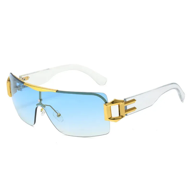 2023 New Fashion Rimless Sunglasses Luxury Women Men Golden Hinge Colorful PC Lens Brand Designer Fashion Model Eyewear UV400