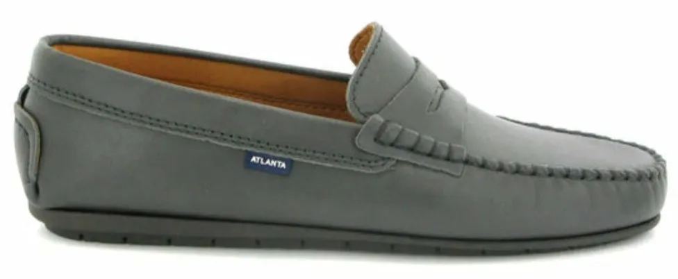 Altanta Mocassin Dark Grey Smooth Leather Penny Loafer