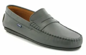 Altanta Mocassin Dark Grey Smooth Leather Penny Loafer