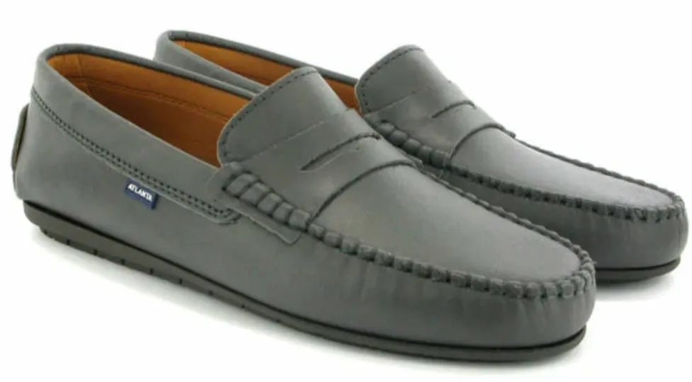 Altanta Mocassin Dark Grey Smooth Leather Penny Loafer