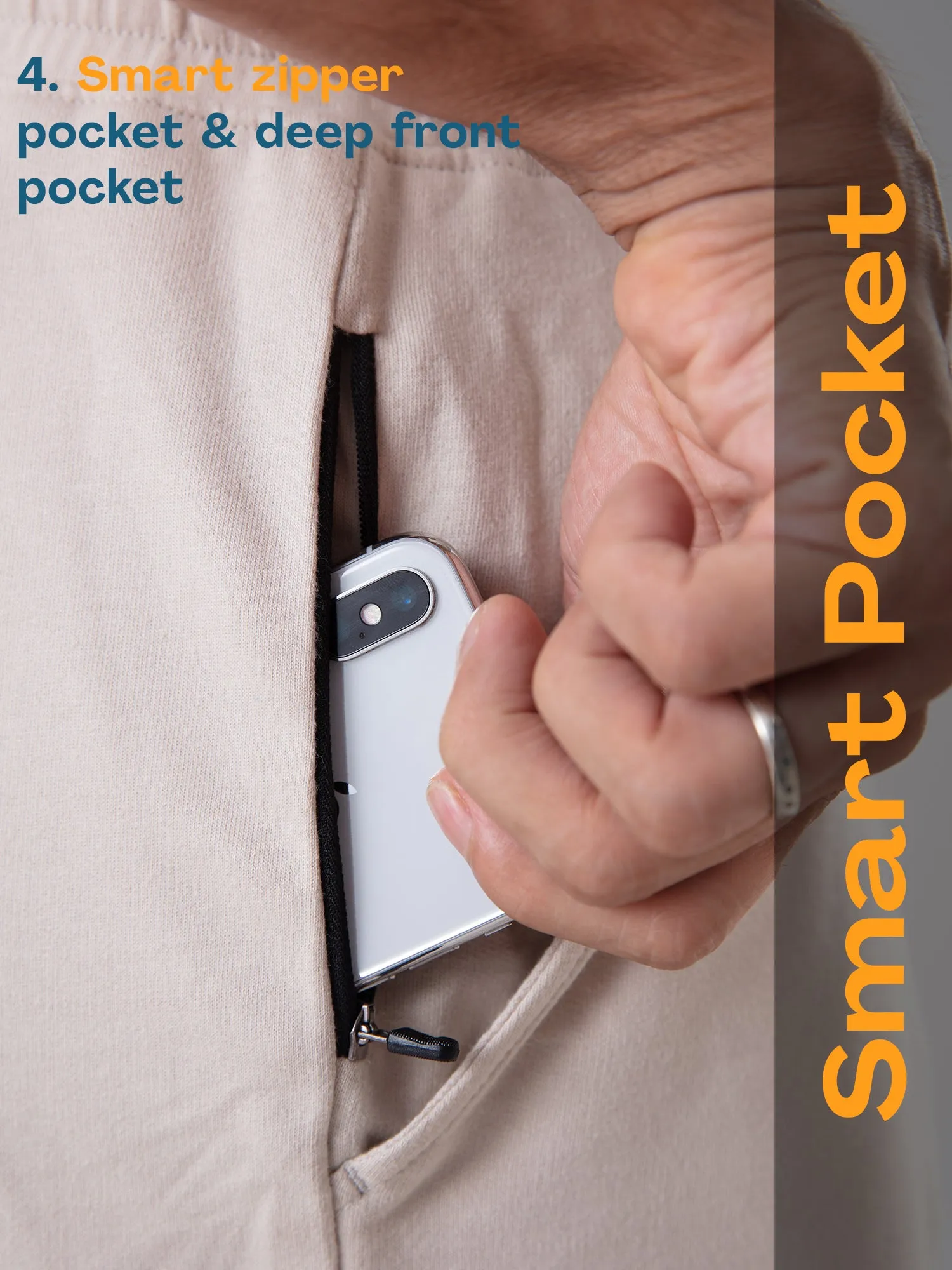 Anti Stain & Anti Odor Shorts with SAC Tech & Smart Pocket - Moonbeam