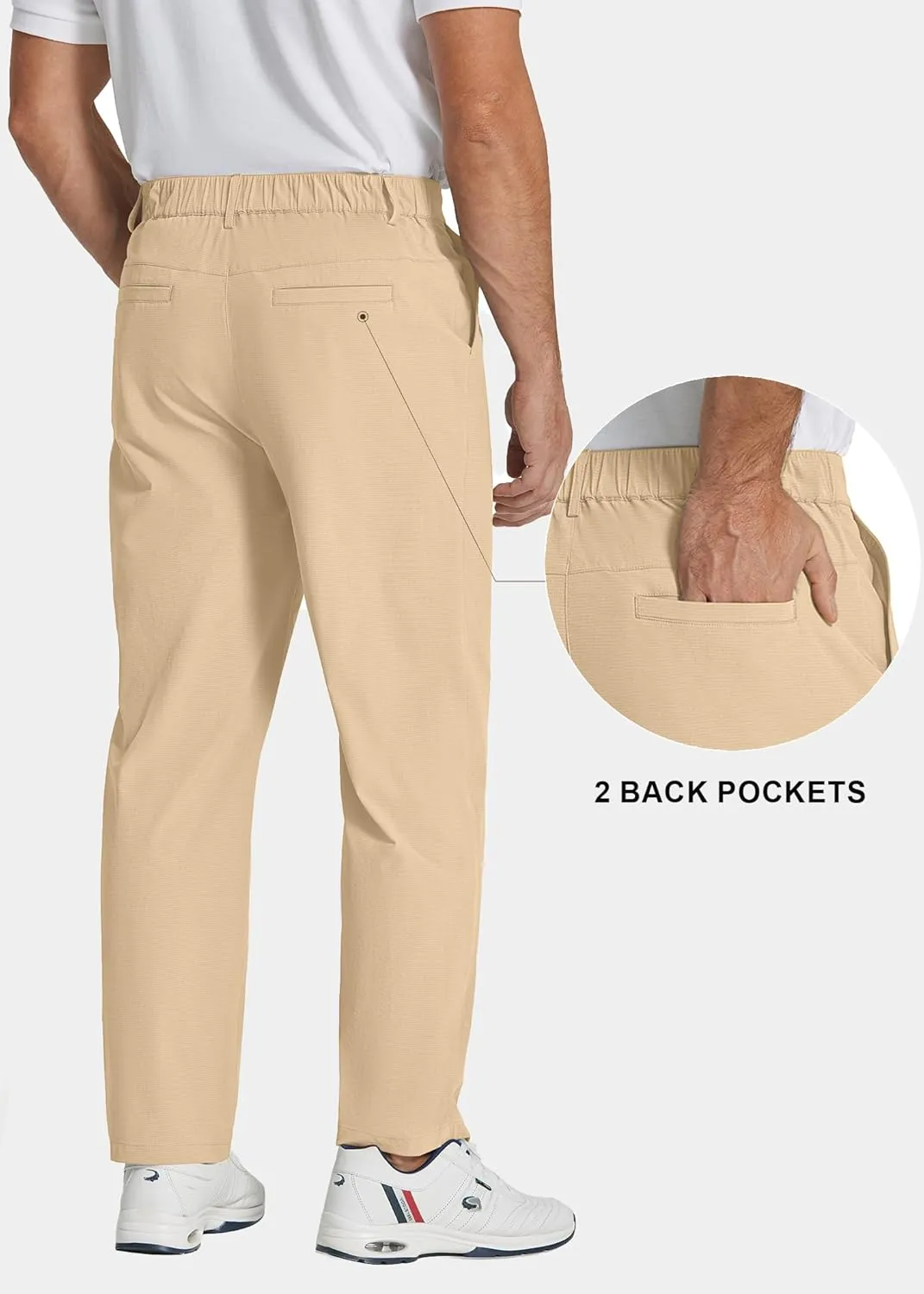 COOFANDY Men's Casual Pants Classic Fit Flat Front Pants Lightweight Elastic Waist Golf Trousers with Pockets
