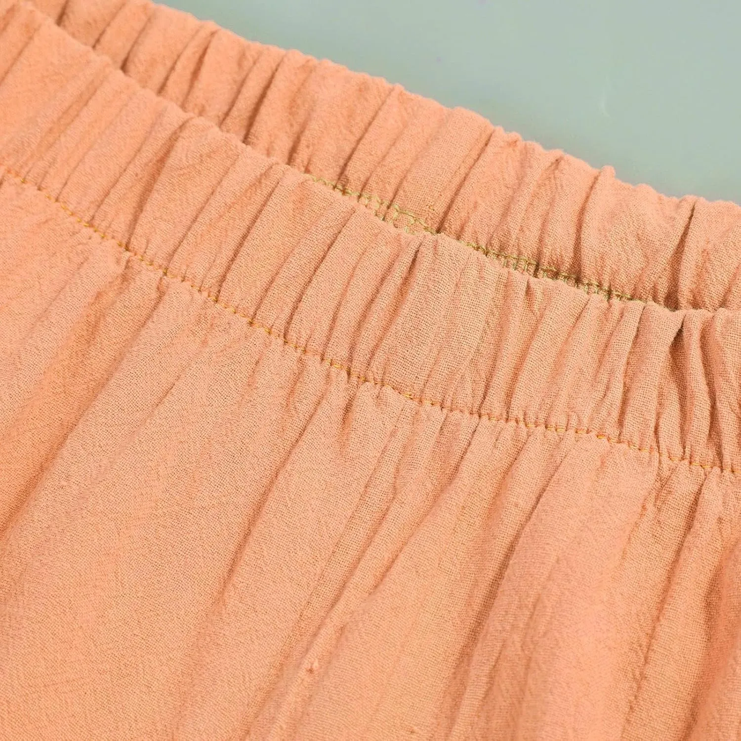 Costaric Linen Pants for Women Summer Wide Leg Cropped Capri Pants with Pockets Casual Beach Comfy Lounge Palazzo Trousers
