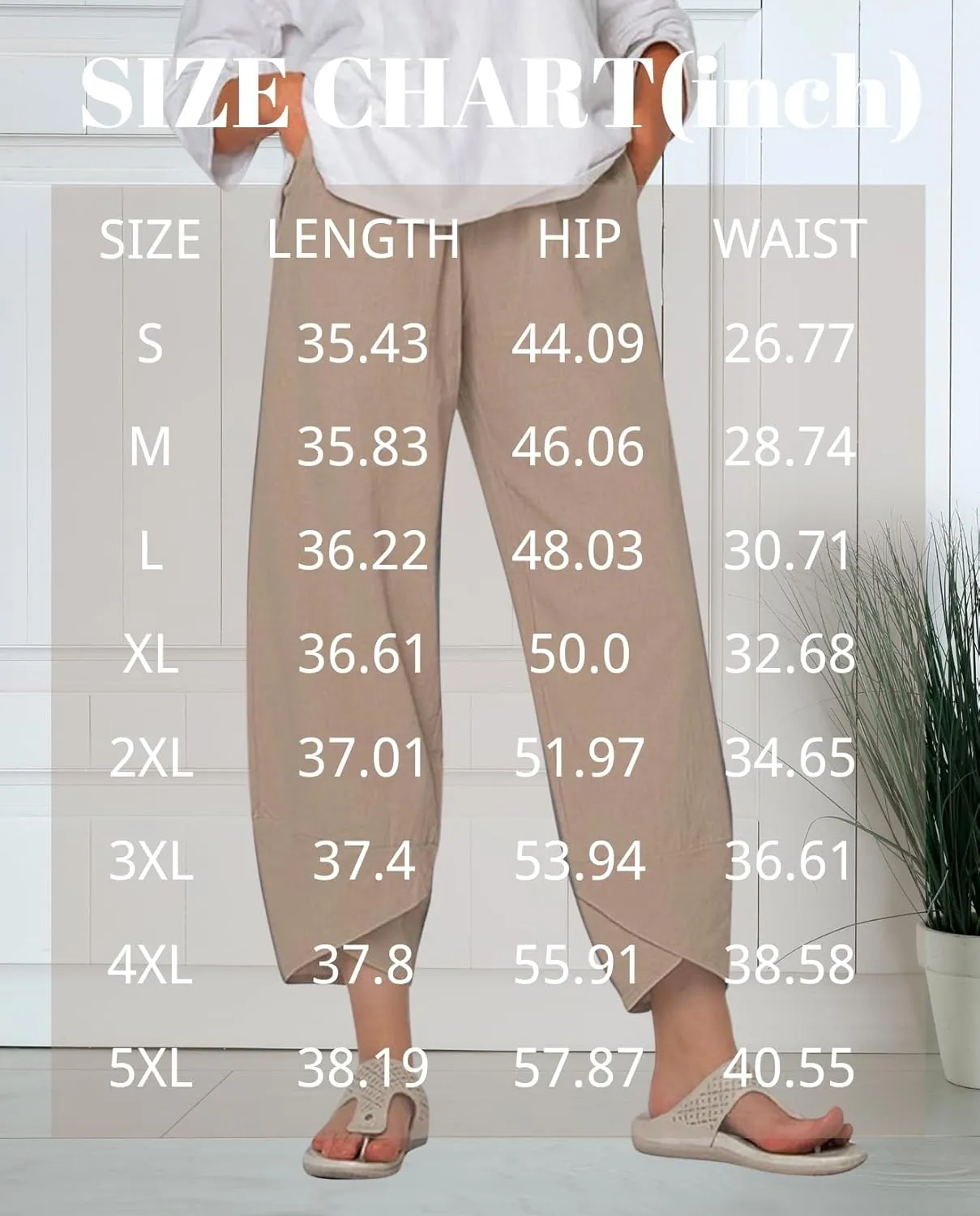 Costaric Linen Pants for Women Summer Wide Leg Cropped Capri Pants with Pockets Casual Beach Comfy Lounge Palazzo Trousers