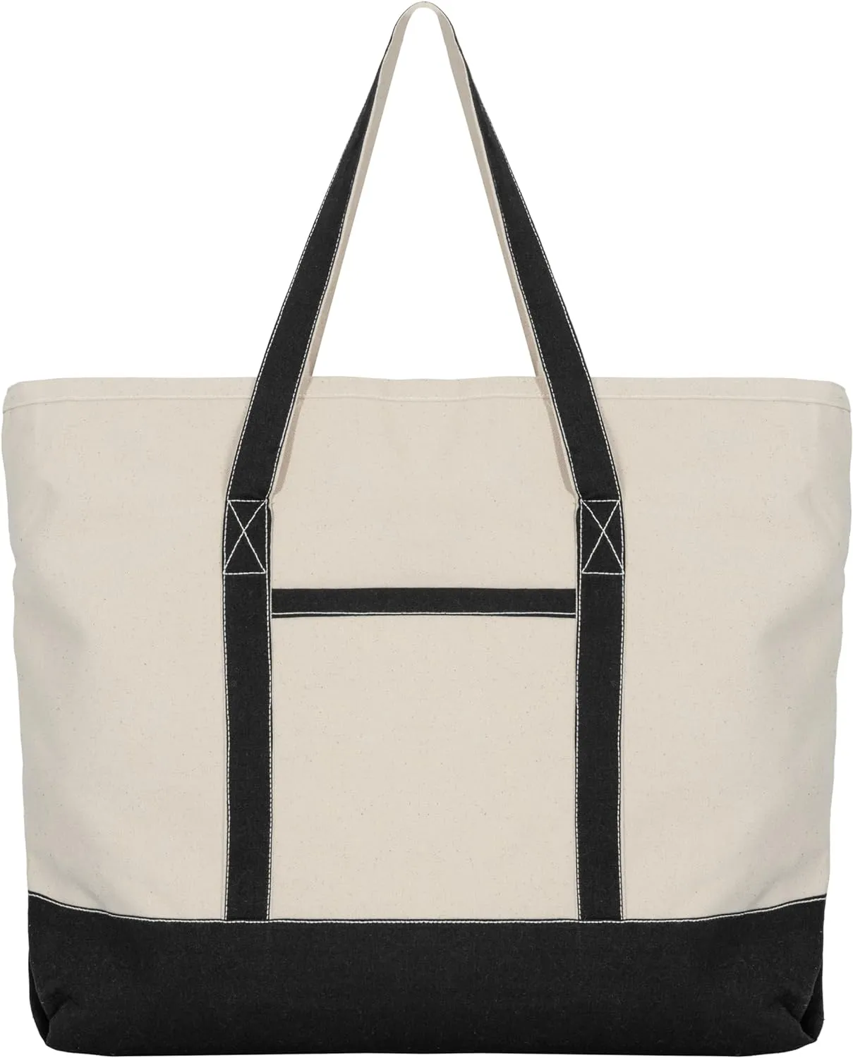 Extra Large Canvas Tote Bags with Zipper - 22 Inch Heavy Duty, Premium Zippered Tote Bag - Zip Top, 100% Organic Cotton, Sturdy, Washable Multipurpose Canvas Shopping Bag