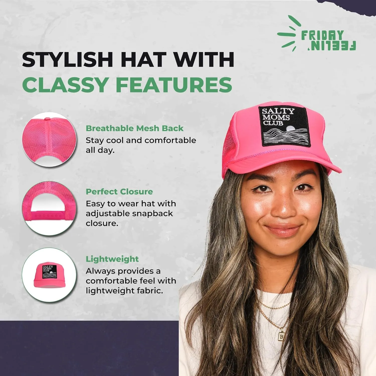 Friday Feelin' Trucker Hat Women Baseball Caps Western Trucker Hats Adjustable Baseball Mama Hat Fitted Mom Hats - One Size