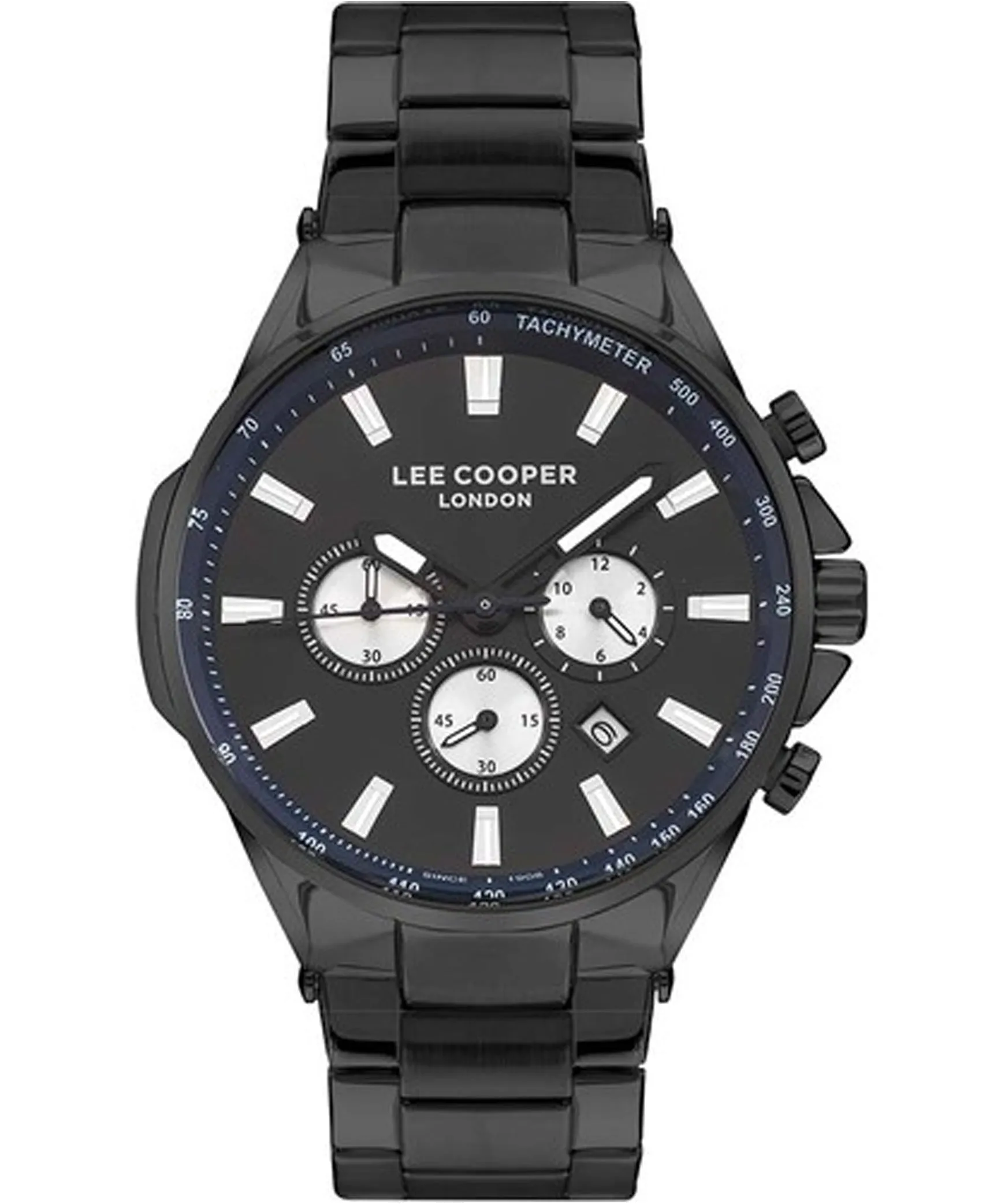 Lee Cooper  Men's Analog Watch, Black Dial, Black Stainless Steel Strap, LC07381.690