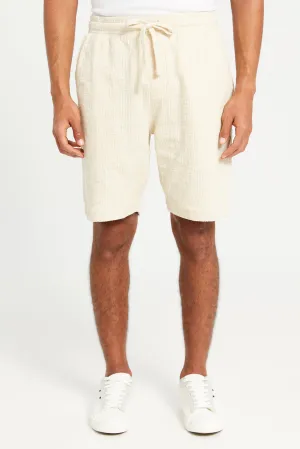 Men Beige Jacquard Lounge Short