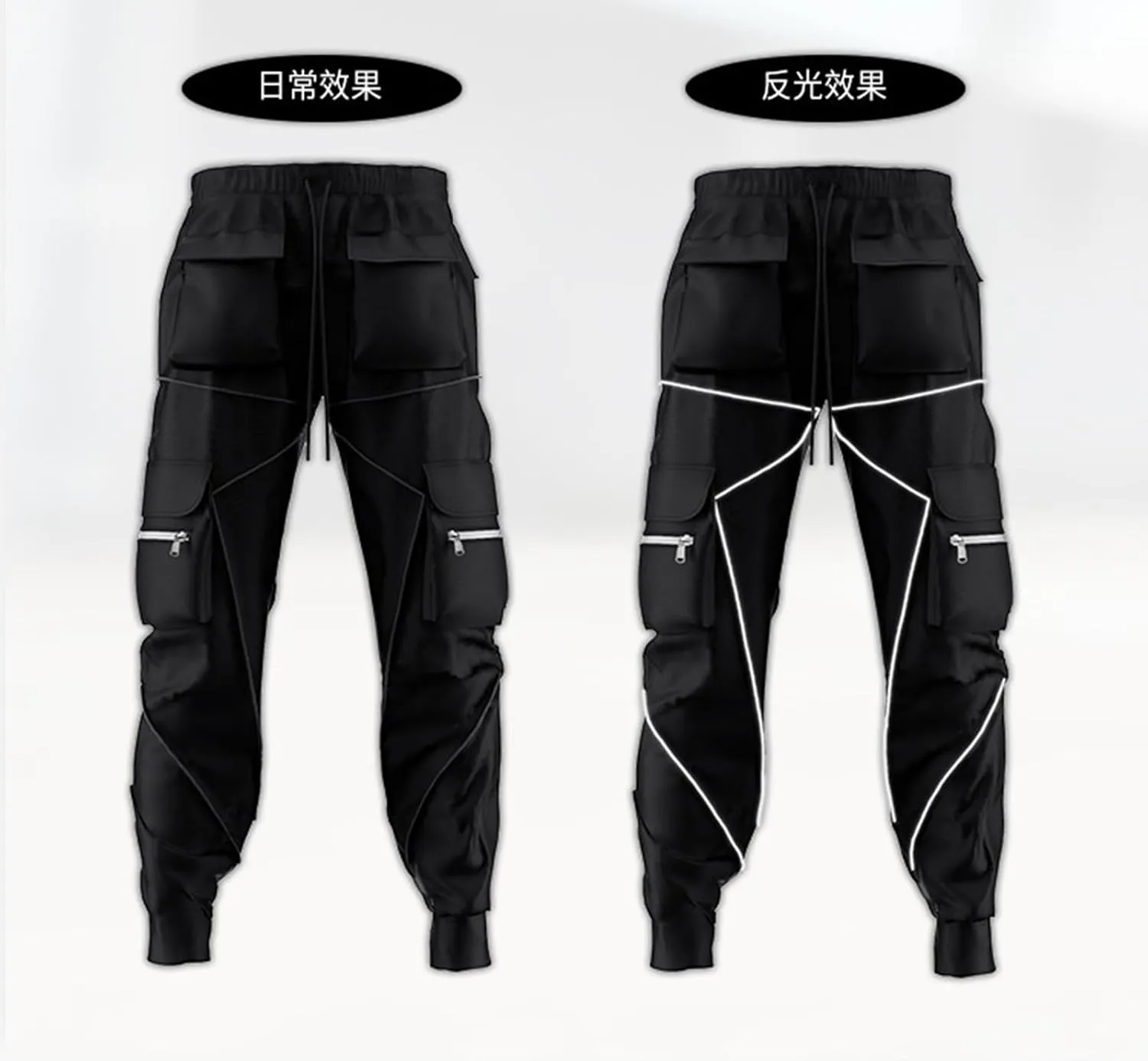 Mens Hiphop Jogger Outdoor Sweatpants Cargo Streetwear Punk Rock Harem Pants with Multi-Pockets