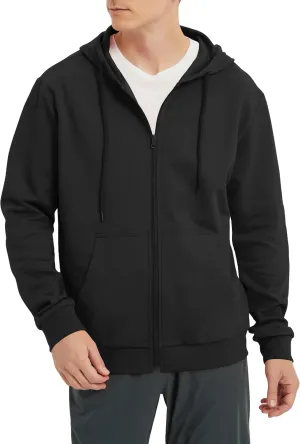 Men's Lightweight Zip Up Hoodie Long Sleeve Sweatshirt Athletic Slim Fit Basic Jacket with Pockets(Regular & Tall)(Black 3XL)