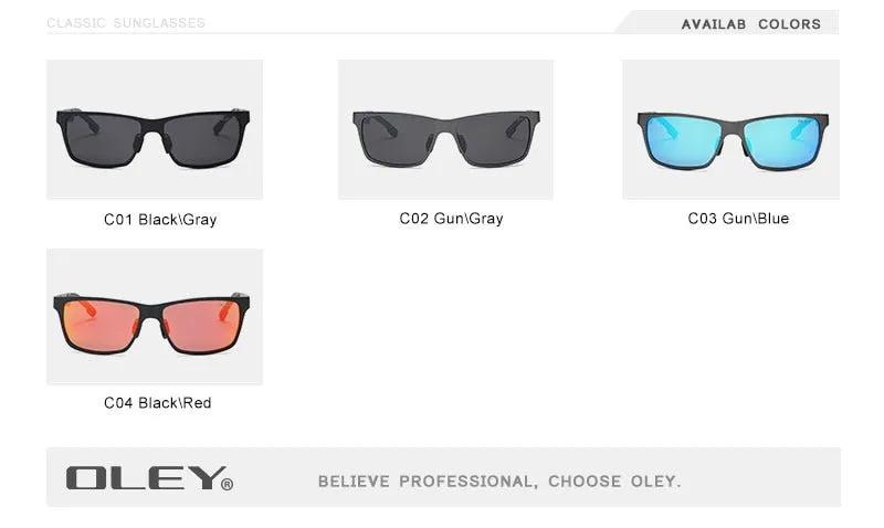 Oley Brand Men's Rectangle Polarized Sunglasses Aluminum Magnesium Driving Hd Y6560