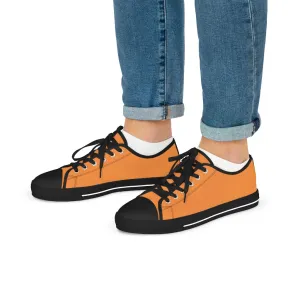 Orange Color Men's Low Top Sneakers, Solid Color Modern Minimalist Best Men's Low Top Sneakers  (US Size: 5-14)