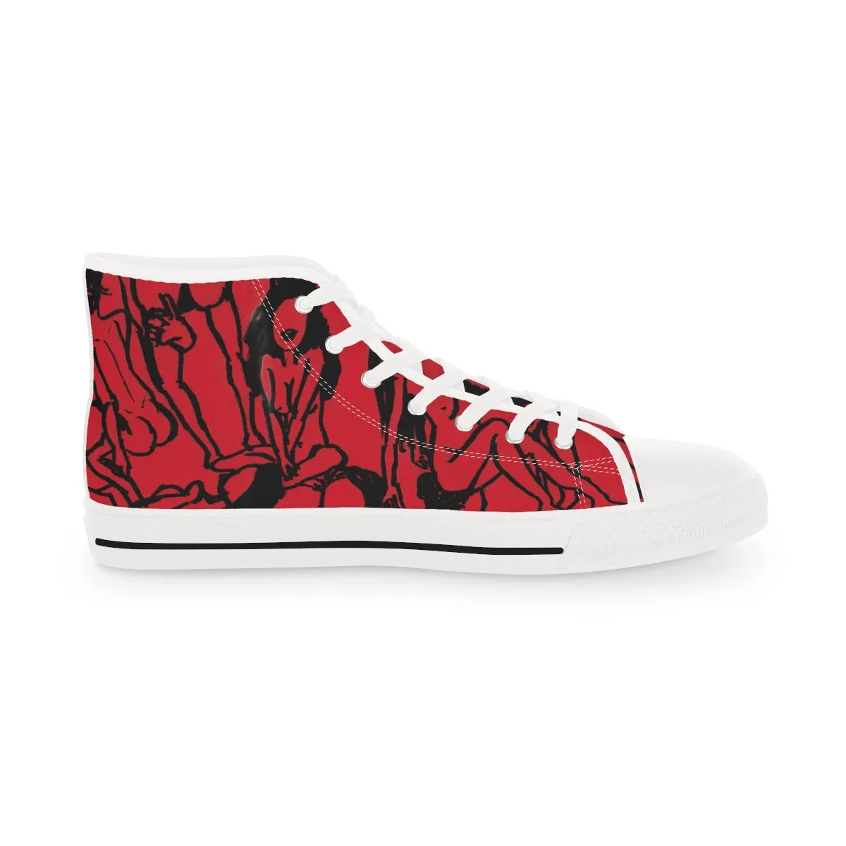 Red Nude Men's High Tops, Unique Footwear, Modern Minimalist Best Men's High Top Sneakers Running Shoes