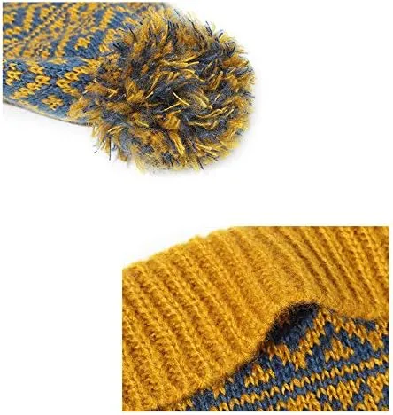 Winter Beanie Hats for Men Women, Fleece Lined Beanie Soft Warm Knit Hat Ski Stocking Cuffed Cap with Pompoms