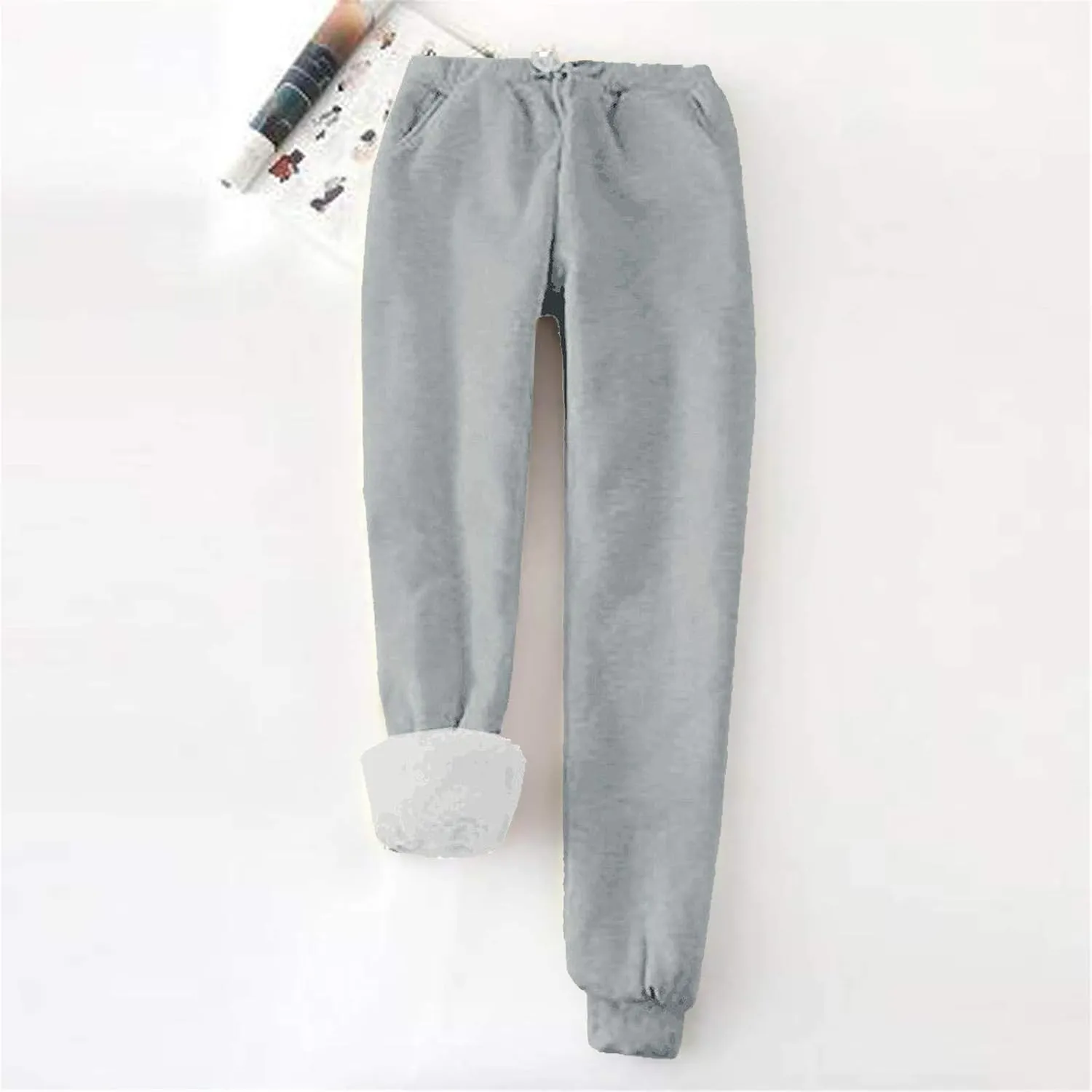 Women Fleece Lined Sweatpants High Waisted Thermal Jogger Pants Baggy Casual Winter Running Hiking Athletic Pants Pockets